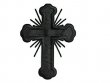 Iron-on Applique - Budded Latin Cross with Rays #19698 - Black, 3.5" x 2.5"