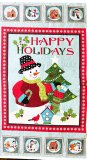Quilting Cotton Print Fabric - Christmas Panel - Happy Holidays Snowman