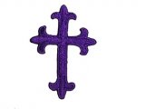 Iron-on Applique - Fleury Latin Cross #17864 - Purple, 1.875" x 1.375"