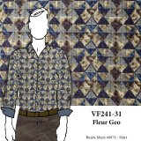 VF241-31 Fleur Geo - Brown and Blue Mottled Geometric Rayon Challis Fabric