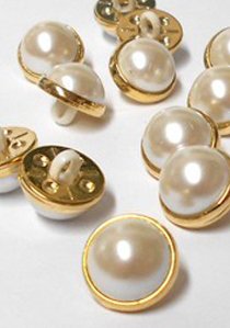 Wholesale Button - Dome Plastic Pearl Shank Button #20 - 15mm - Gold-Pearl   5/8"  1 Dozen (12)