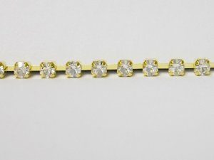 Rhinestone Banding - Cup Chain - Single row, gold