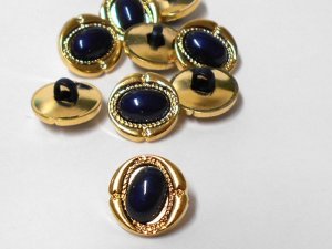 Black Dome oval plastic buttons - Gold and Black