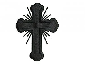 Budded Latin Cross Applique with Rays - Black