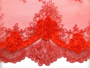 Double Border Rosette Netting fabric - close up border view