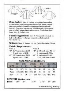 Sewing Workshop Collection - Zona Jacket Sewing Pattern