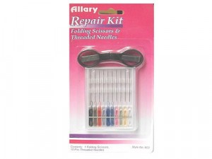 Allary Repair Kit - Folding Scissors and 10 Threaded Needles Kit 803