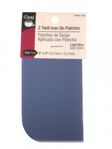 Dritz- Twill Iron-On Patches, 2 Count Light Blue
