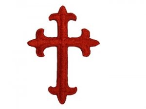 Wholesale Iron-on Applique - Fleury Latin Cross #17864 - Red, 1.875" x 1.375", 25pcs