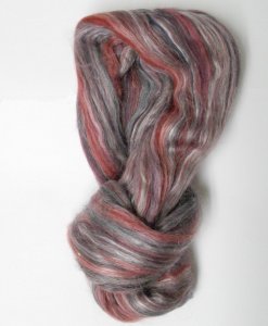 Merino Wool and Silk Tussah Roving - Red