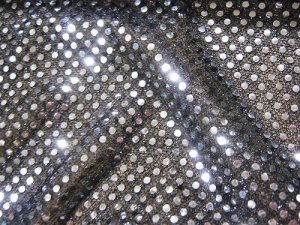 Wholesale Faux Sequin Knit Fabric - 1131 Silver-Black  25 yards