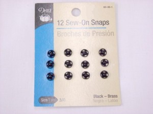 Dritz Sew-On Snaps- Black 3/0