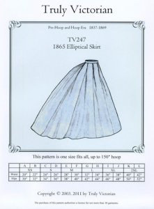 Truly Victorian #247 - 1865 Elliptical Skirt - Pre Hoop and Hoop Era 1837 - 1869