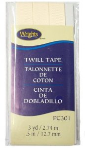 Wrights Wide Twill Tape #301 - Oyster #028  -  1/2" wide