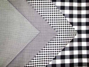Gingham Check Fabric - Black with White