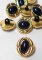 Wholesale Button - Dark Navy Dome Oval Plastic Shank Button #21 - 15mm  - Gold-Dark Navy  5/8"  1 Dozen (12)