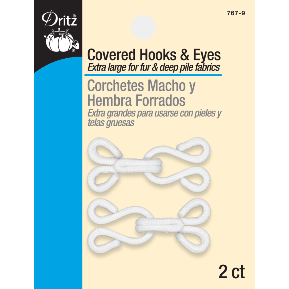 Dritz 2 Covered Hooks and Eyes 767 White