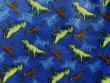 Polar Fleece Print Fabric - Dinosaurs on Royal