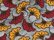 African Wax Print Cotton Fabric - Red and Gold Fanning Flora