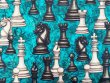 Quilting Cotton Print Fabric - Checkmate Chess Pieces Blue