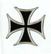 Iron-on Applique - Cross Pattée #9202 - Silver Black,  3" x 3"