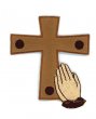 Wholesale Iron-on Applique - Cross with Praying Hands #A9602 - Brown, 25pcs