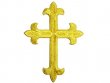 Wholesale Iron-on Applique - Fleury Latin Cross #19553 - Gold Metallic,   6.5" x 4.75", 25pcs