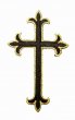 Wholesale Iron-on Applique - Fleury Latin Cross #3051 - Black-Gold, 4.5" x 2.75", 25 pcs