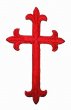 Wholesale Iron-on Applique - Fleury Latin Cross #3051 - Red, 4.5" x 2.5",  25 pc