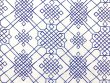 IF213-03 Camellia Trellis - Navy on White Celtic Knot Printed Linen Fabric