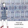 VF213-05 Camellia Blocks - Indigo on White Geometric Printed Linen Fabric