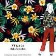 VF224-24 Bakers Jardin - Tropical Floral Print on Black Textured Fabric