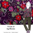 VF226-25 Jag Blooms - Colorful Floral Print on Rum Raisin Rayon Jersey Fabric