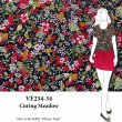VF234-34 Curing Meadow - Small Floral Print on a Black Linen-look Polyester Fabric