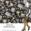 VF235-38 Satellite Bontanique - Camel and Grey Floral Print on Black Rayon Challis Fabric from Telio