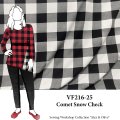 VF216-25 Comet Snow Check - Bamboo Knit Buffalo Check Fabric in Off-white and Black from Telio