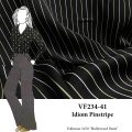 VF234-41 Idiom Pinstripe - Italian Yellow and White Stripes on a Fluid Black Rayon Twill Fabric