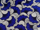 African Wax Print Cotton Fabric - Blue Fanning Flora