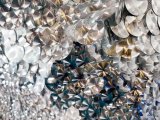 Cabaret Sequin Fabric - Stretch Mesh with Silver Spot Disco Dot