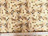 Quilting Cotton Print Fabric - Checkmate Square Inlay Tan