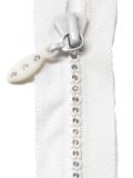 Lorna - 14 inch Separating Crystal Zipper - Jacket Zipper - White with Silver Crystals