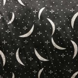 Wizard Magic Fabric - Silver Sparkle Moons on Black