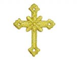 Wholesale Iron On Applique - Annulet Cross #19678 -  Gold Metallic, 2.5" x 1.875", 25pcs