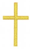 Wholesale Iron-on Applique - Latin Cross #3053 - Gold Metallic,  4.75" x 2.75", 25pcs
