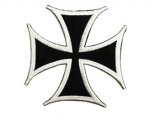 Iron-on Applique - Cross Pattée #9202 - White Black,  3" x 3"