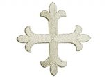 Iron-On Applique - Fleury Patonce Cross #11619 - Silver Metallic, 5.5" x 5.25"