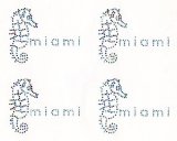 Hot Fix Transfer - Miami with Seahorse, Sheet of 4 appliques