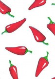 Oilcloth - Red Chilies on White