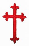 Iron-on Applique - Fleury Latin Cross #3051 - Red, 4.5" x 2.75"