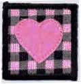 Applique - Pink Heart  on gingham base